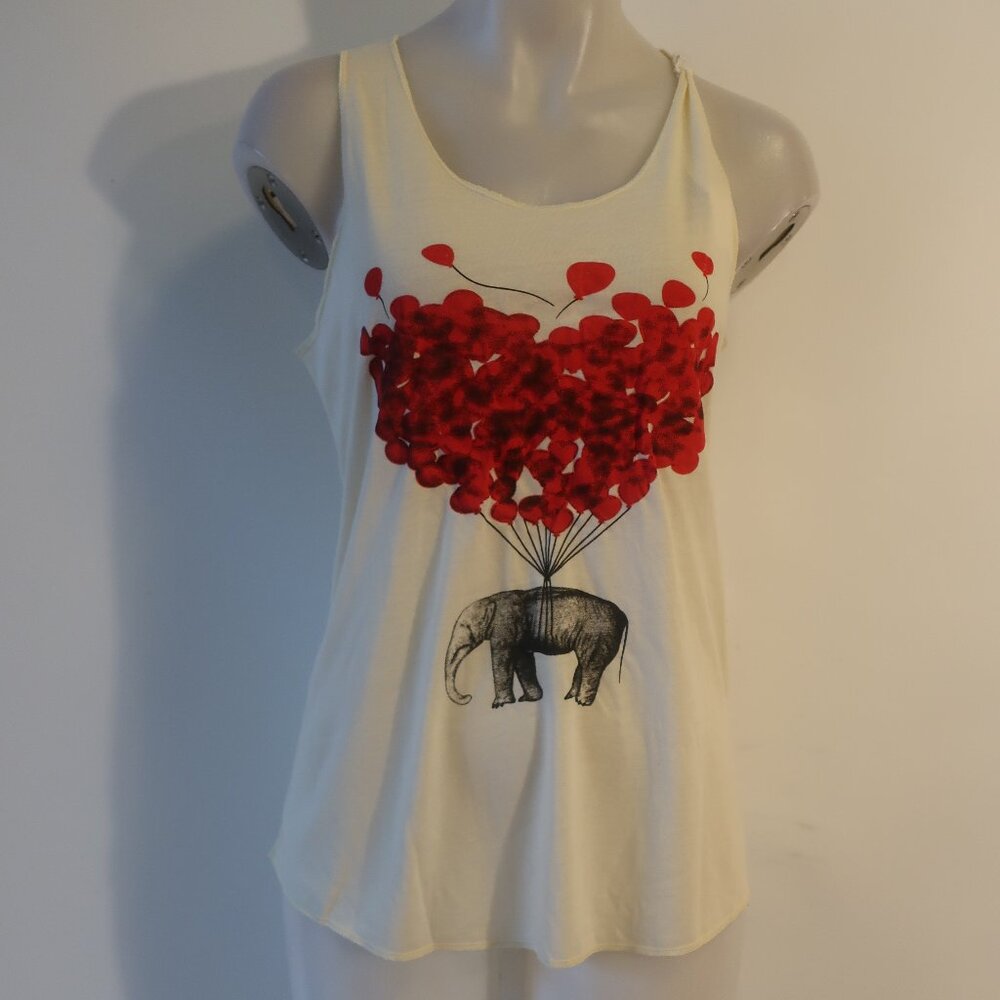 NWT Womens Tina Demel Cream Elephant Balloon Tank Top M